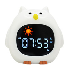 Réveil en forme d'animal en Silicone, avec veilleuse douce-hibou