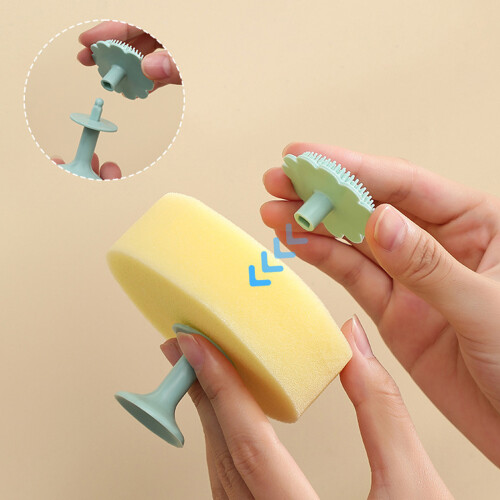 Brosse à vaisselle en Silicone, éponge à récurer avec-gris 1
