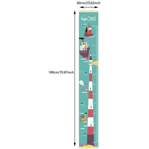 Home 's Size Chart Cartoon Pattern Canvas Height Chart Ruler Wall Mounted (D, 20x140cm) 2