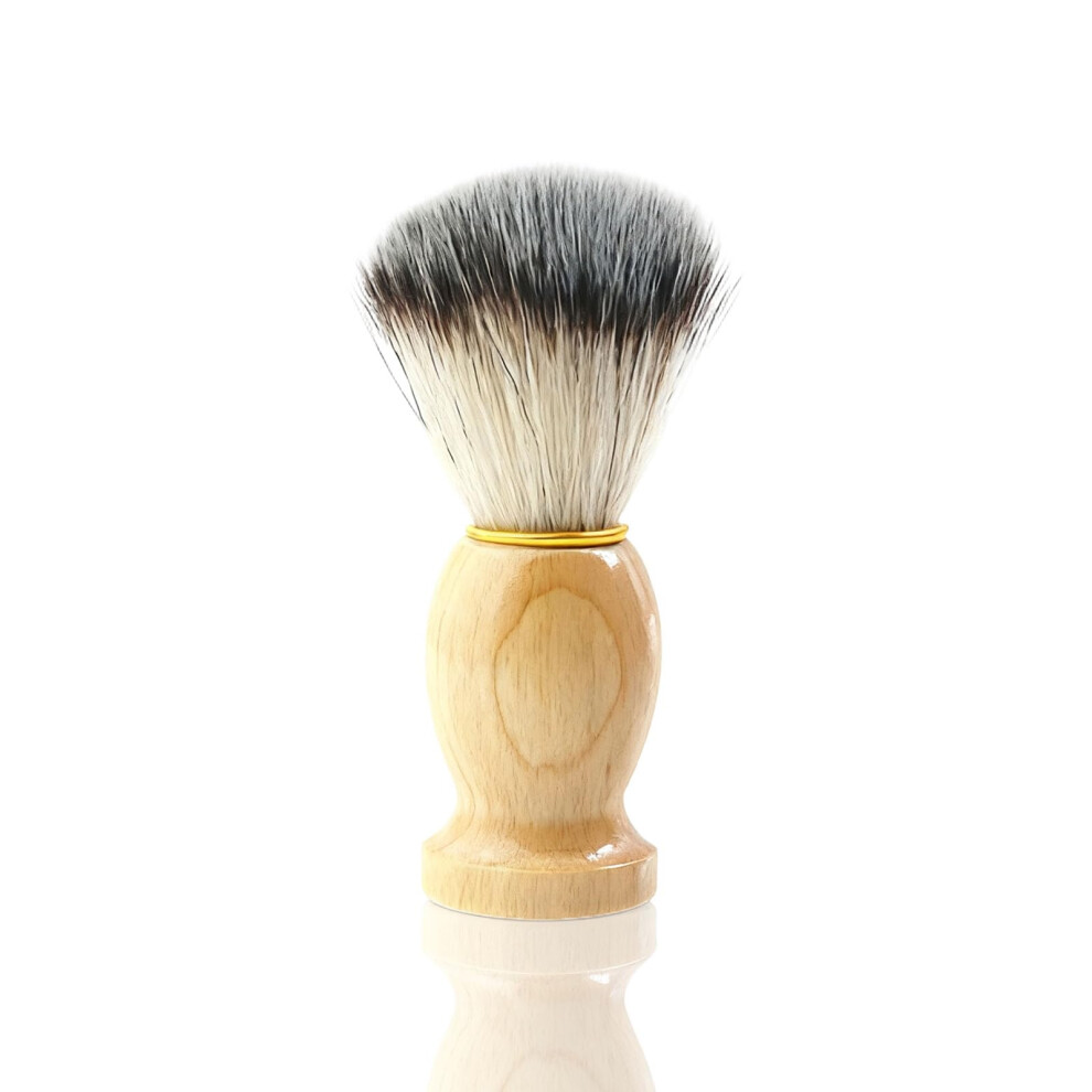 Cream Badger Hair Shaving Brush With Wooden Handle For Men Smooth Shave And Beard Care