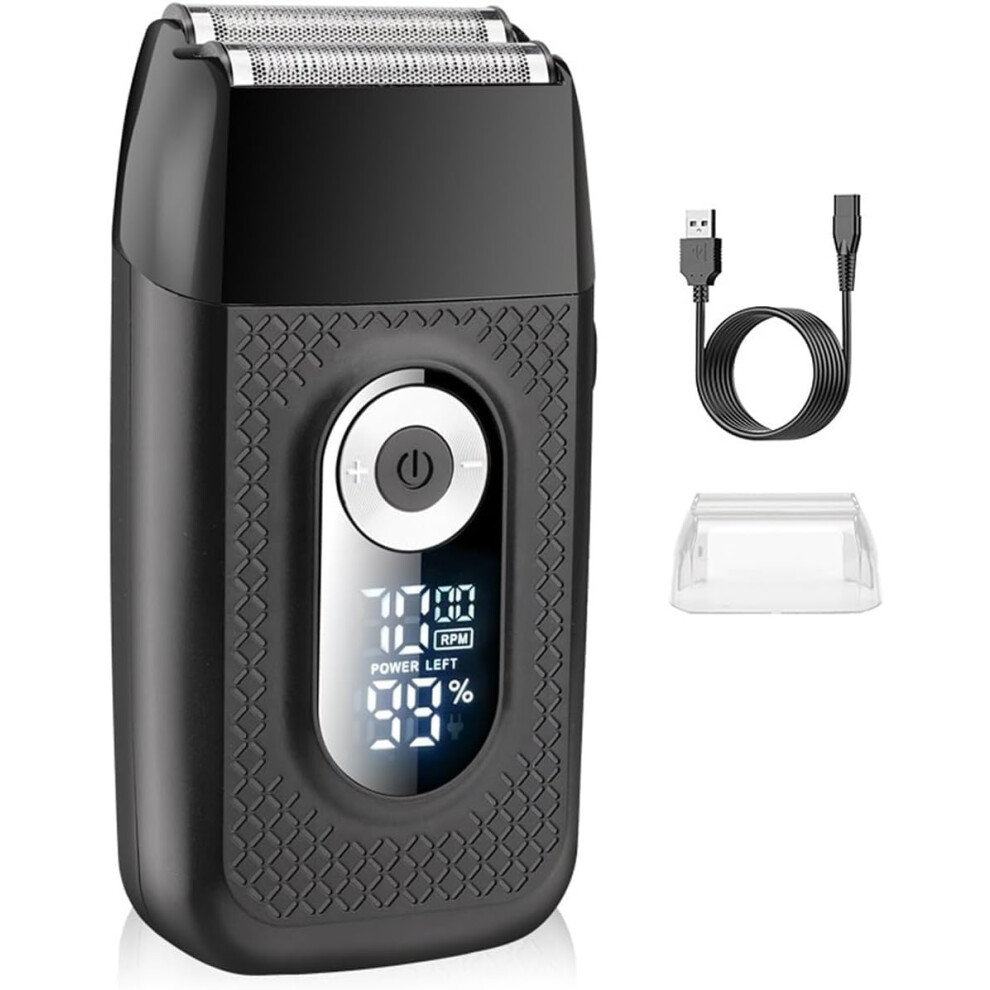 Rechargeable Electric Shaver for Men with LCD Display, Cordless Beard Trimmer, Sharp Floating Blades
