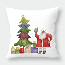 Funda de almohada cuadrada decorativa con estampado navideño, lavable a máquina, protector de almohada, funda de manta navideña estampada, diseño