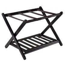 Folding Luggage Stand Hotel Rack Black Home Foldable Bedroom Organizer Double Suitcase Racks for Travel Luggage (Color1)