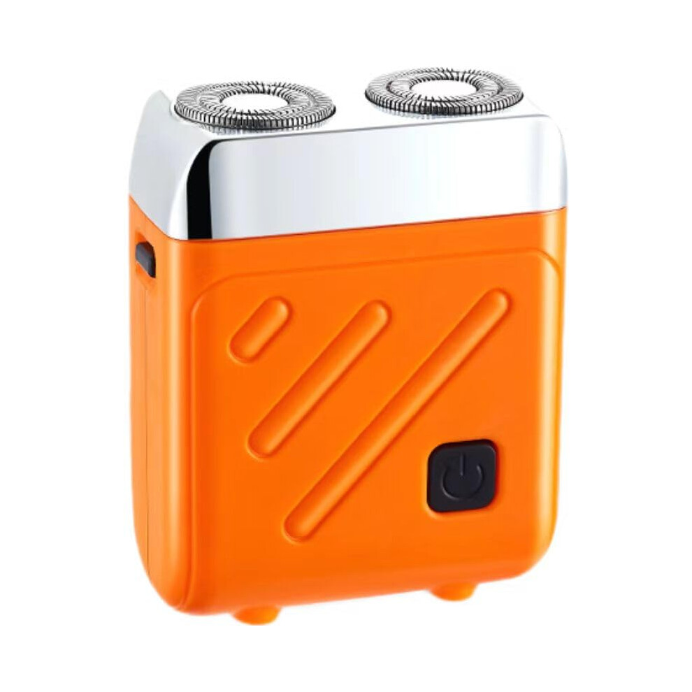 Orange/Silver Electric Shaver For Men Dualhead Waterproof Rechargeable Travel Beard Trimmer Wet And Dry