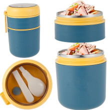 Non-Slip Lid Design Insulated Lunch Jar, Portable Handle with Detachable Spoon, Stainless Steel Construction Leak-Proof Seal Design for Kids, Double W
