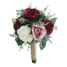 Decor romantic de nuntă, reutilizabile, consumabile de nuntă, buchet de mătase artificială, nuanțe de șampanie, set floral, care nu se