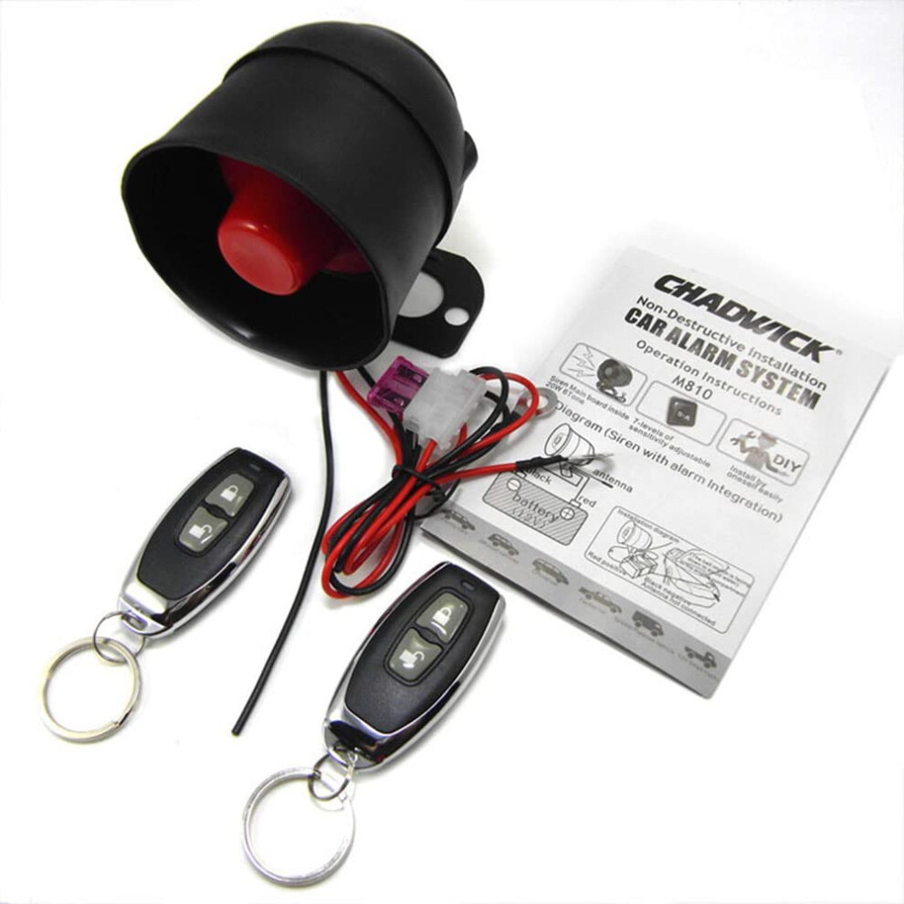Universal Car Alarm System 12V With 2 Remotes, Loud Antitheft Siren, Keyless Entry Security 9119770550279