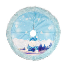 Lättanvänd julgranskjol med fästfunktion, högtidsdekoration, maskintvättbart tyg, sött tecknat tryck, inbyggd färg, konstant ljus, non-woven,