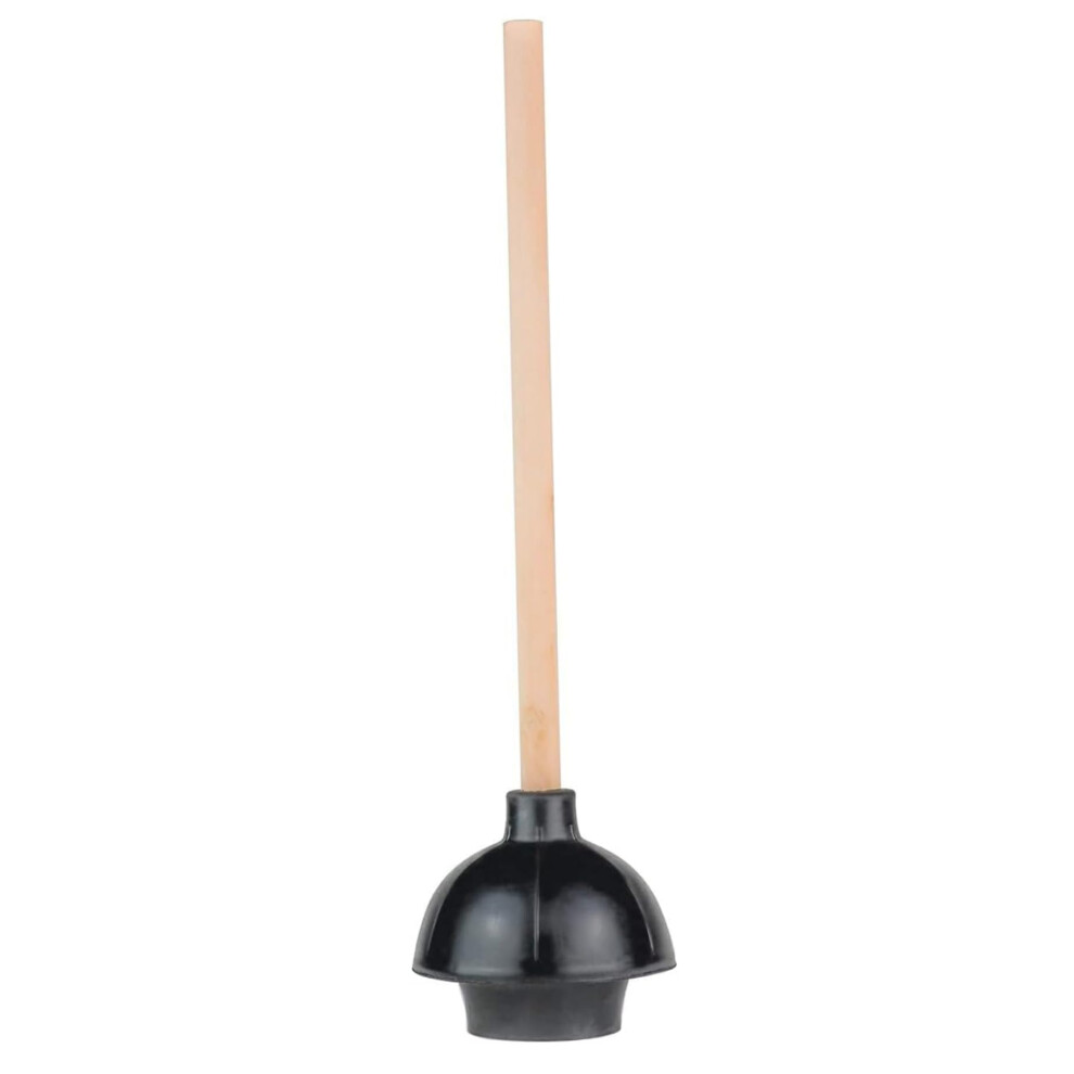 Heavy Duty Toilet Plunger Double Thrust Force Rubber Cup With 18In Wooden Handle For Bathroom And Kitchen Sinks 9339159913215