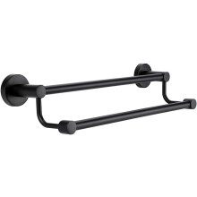 Durable Stainless Steel Double Wall Mount Towel Bar, Smooth Matte Black For Modern Design, Expandable Towel Rail With Easy Installation For Bathrooms