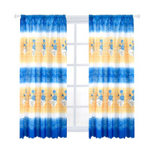 Transparente, blaue Samtgardine mit Meeresmotiv, Sichtschutz für Türen und Schlafzimmer, Ankleidezimmer und Esszimmer. Wendegardine mit Küsten-
