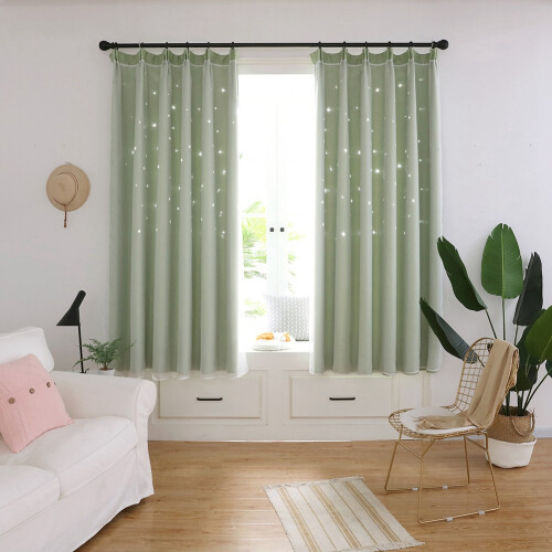 Υφασμάτινη κουρτίνα σκουρόχρωμης υφής με σχέδιο κοίλου αστεριού, θερμομονωτική 1