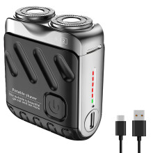 Electric Shaver for Men Waterproof Rotary Dual Head USBC Rechargeable Face and Head Razor Black