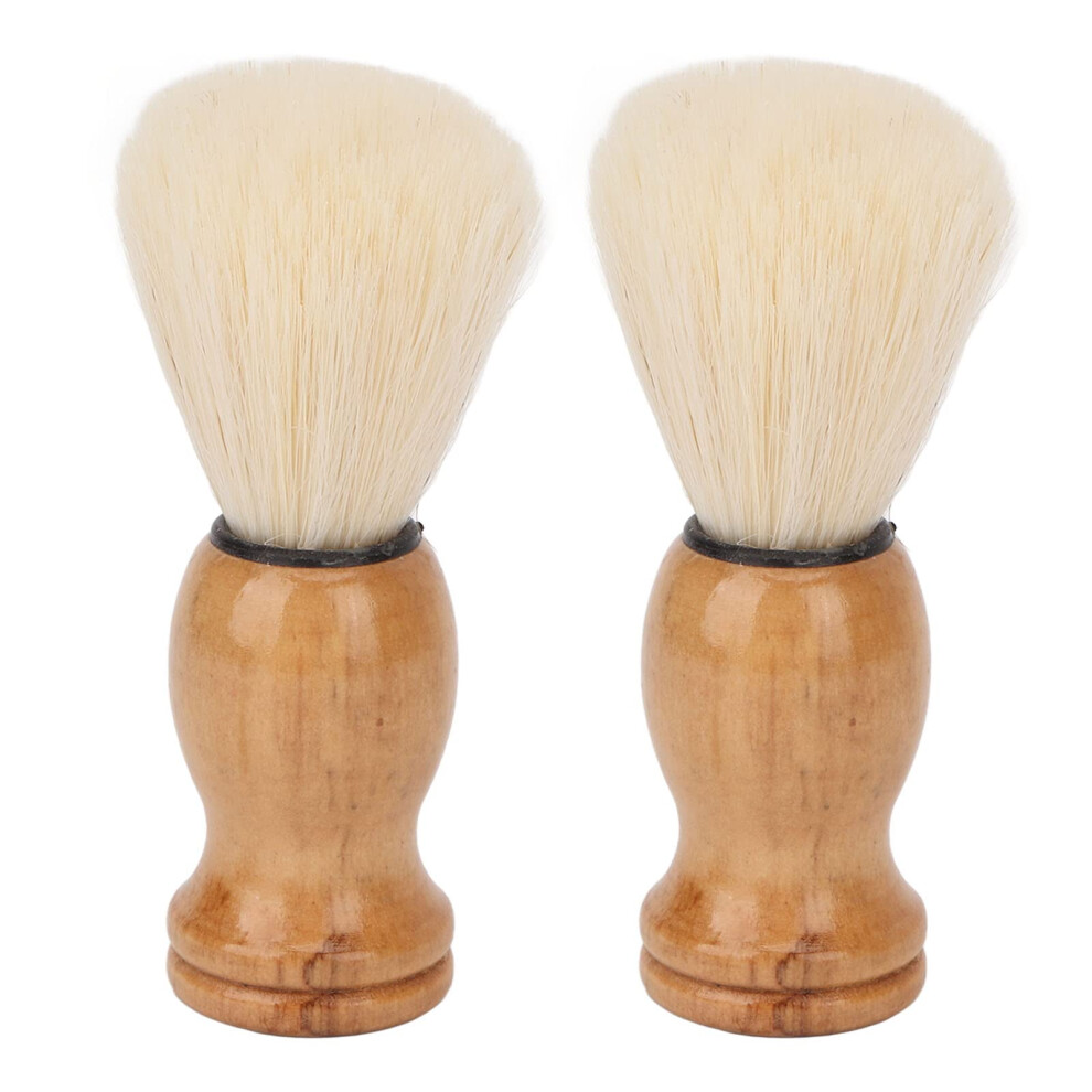 2 Pack Synthetic Shaving Brush with Wooden Handle, Men's Beard Grooming Brush for Quick Lather