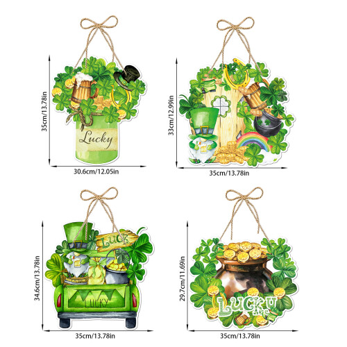 4 Stück Patricks Day Türschild Papiertafeln Wandbehang Ornament 2