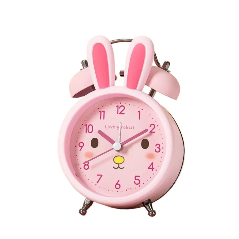 Cute Rabbit Kids Alarm Clock With Silent Sweep Movement And Gentle Night Battery Operated Light