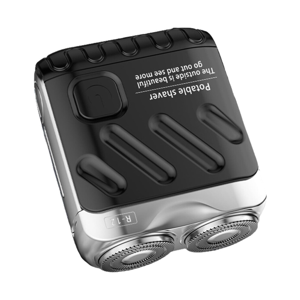 Black Electric Shaver With Dual Ring Blades, Waterproof Usb Rechargeable Rotary Razor For Travel