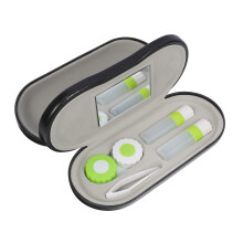 2 in 1 Contact Lens and Glasses Case with Builtin Mirror, Dual Compartments Travel Kit
