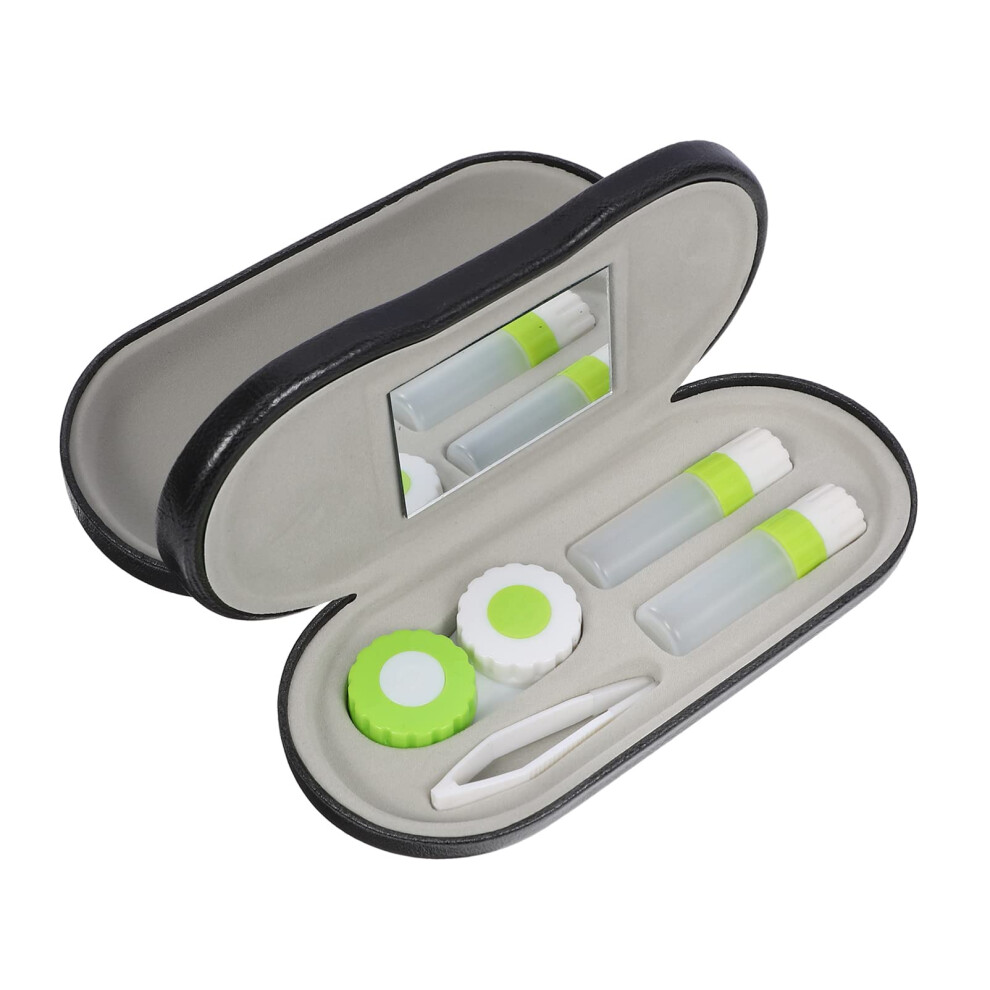 2 in 1 Contact Lens and Glasses Case with Builtin Mirror, Dual Compartments Travel Kit