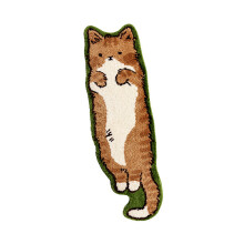 Waschbarer Nachttischteppich aus Polyester-Orange Katze L Größe