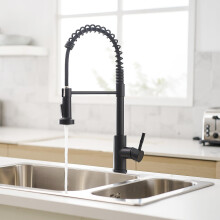 Black Kitchen Faucet with Pull Out Sprayer Single Handle Modern Commercial Sink Tap