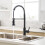 Black Kitchen Faucet with Pull Out Sprayer Single Handle Modern Commercial Sink Tap 1