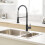 Black Kitchen Faucet with Pull Out Sprayer Single Handle Modern Commercial Sink Tap 5