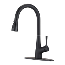 Matte Black Pull Down Kitchen Faucet Arc Swivel Spout for Large Sinks Restaurants Outdoor
