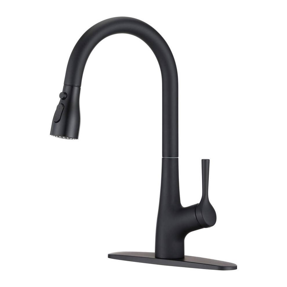 Matte Black Pull Down Kitchen Faucet Arc Swivel Spout For Large Sinks Restaurants Outdoor 9323874711072