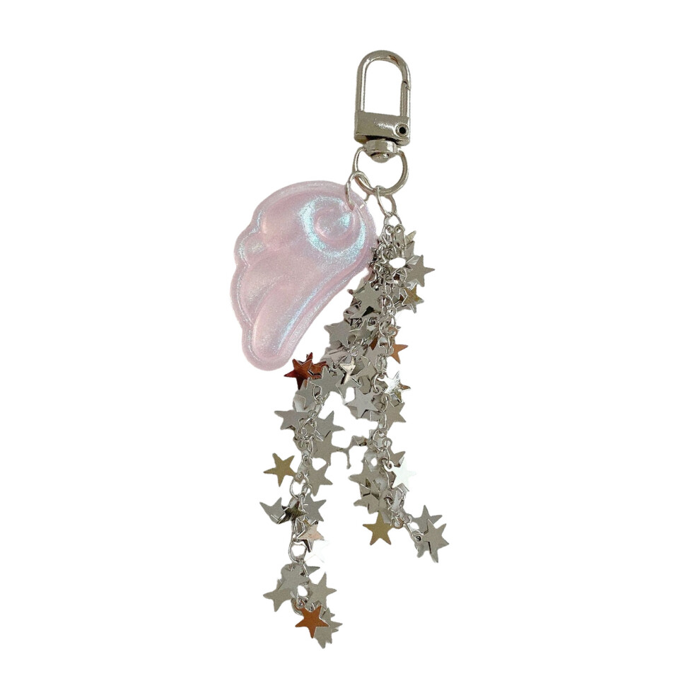 Perfect Gift Cute Angel Wing Star Keychain Bag Charm- Pink 7696001134641