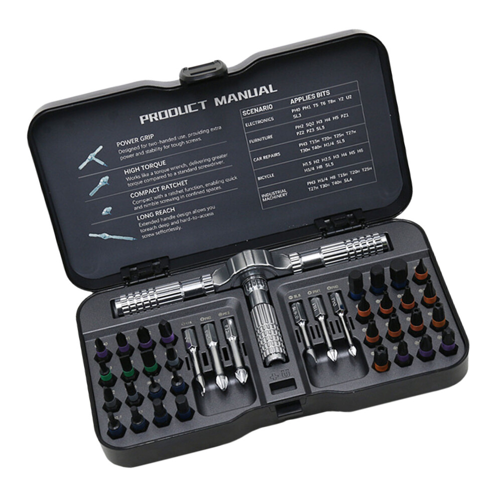 40Pcs Ratcheting Screwdriver Kit Nonslip-40 Piece Ratchet Scr 7696001135761