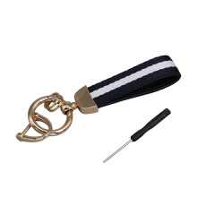 Stylish Two Layer Striped Key-Gold-color Dark blue white dark