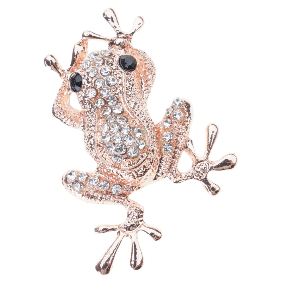 Green Frogs Brooch With Crystals Eye Catching Dress Coat-7