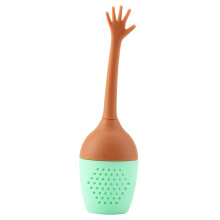 Afneembare tweedelige thee-infuser met creatief ontwerp en gebarenmotief. Gemaakt van voedselveilig siliconen. Gemakkelijk te gebruiken en schoon te