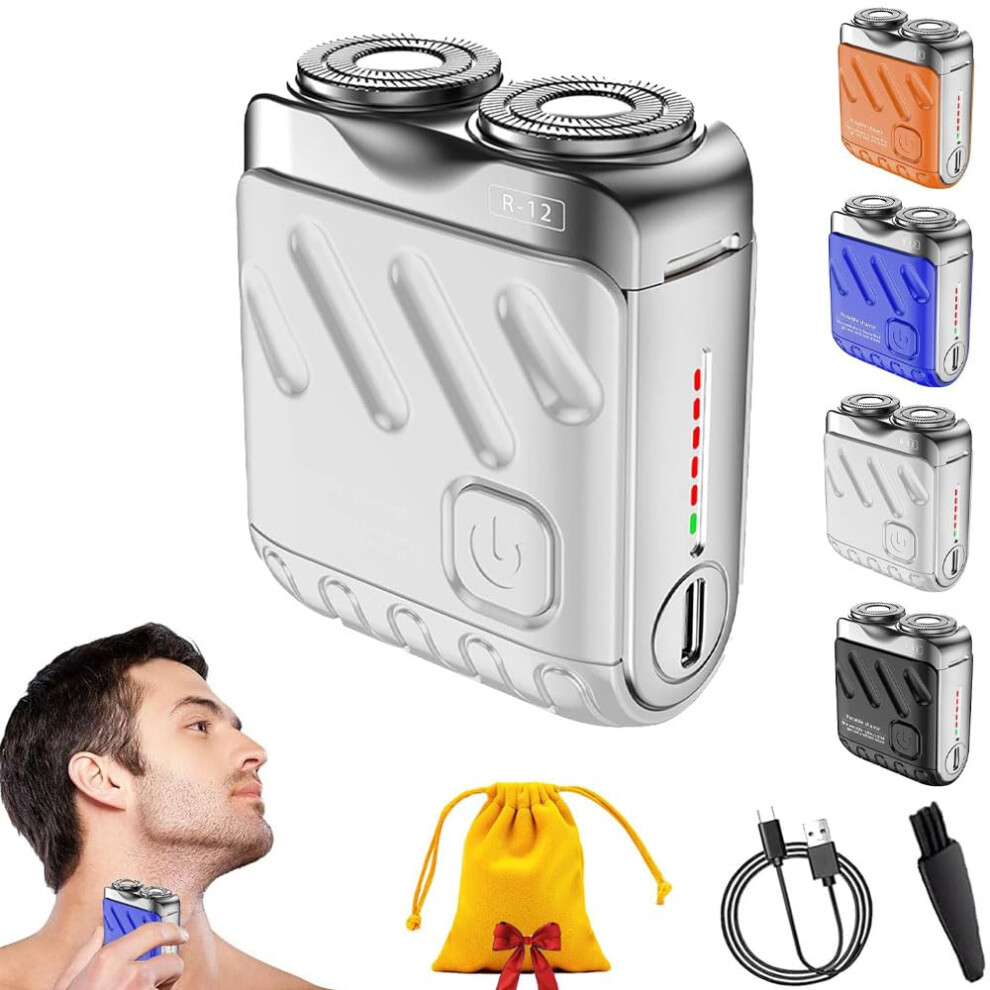 Electric Shaver for Men USB Rechargeable Waterproof with LED Display Fast Charging Travel Size Silver