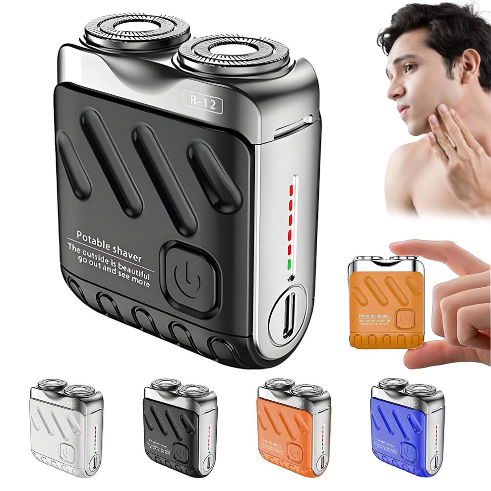 Black Electric Shaver With 360 Floating Dualhead, Fast Charging, Ipx7 Waterproof Travel Razor