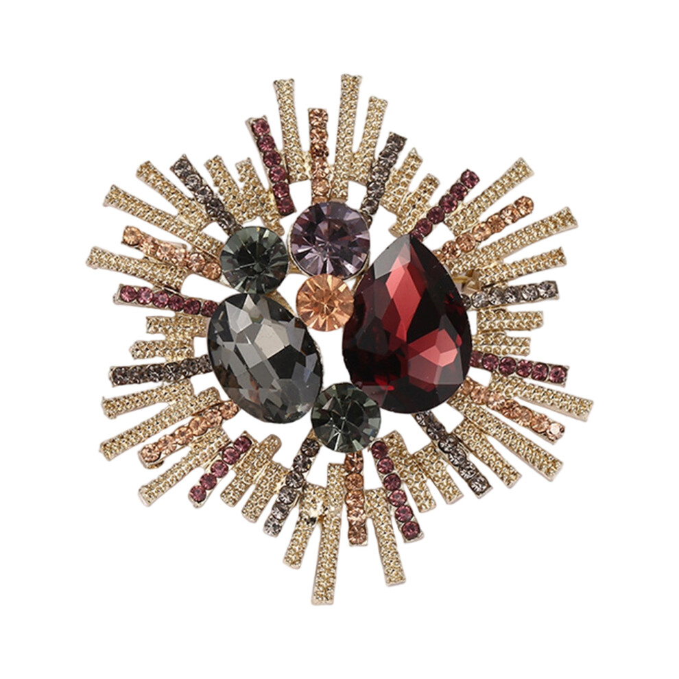 Gold Courts Inspired Rhinestones Brooch Baroque Style- 5.4Cm