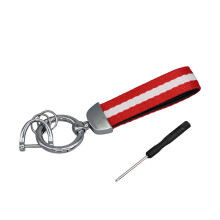 Premium Leather Keychain for Auto Keys-Silver Red white red