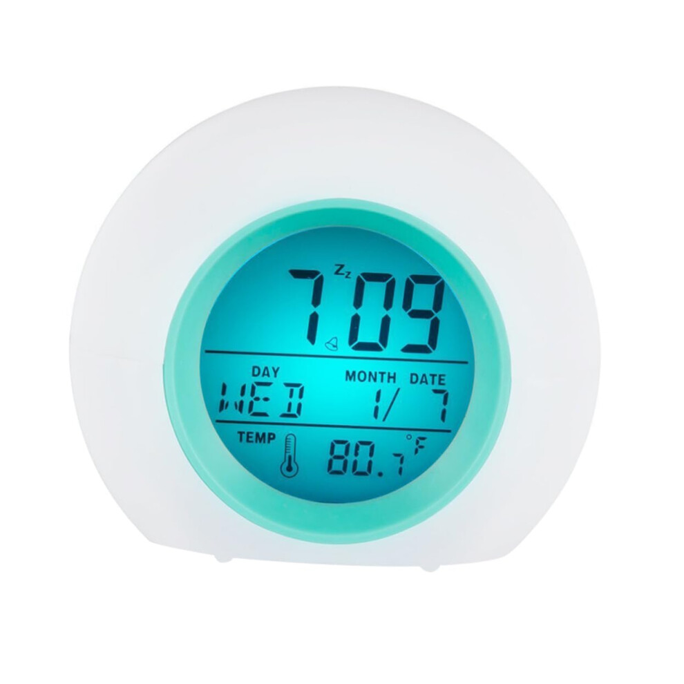 Led Alarm Clock With Snooze And Sunrise Wakeup, Battery Powered For Bedroom With Calendar And Thermometer Dark