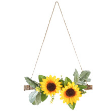 Ghirlandă agățată, coroană verde falsă, coroană de floarea-soarelui, decor festiv pentru casă, coroană artificială, floare artificială de