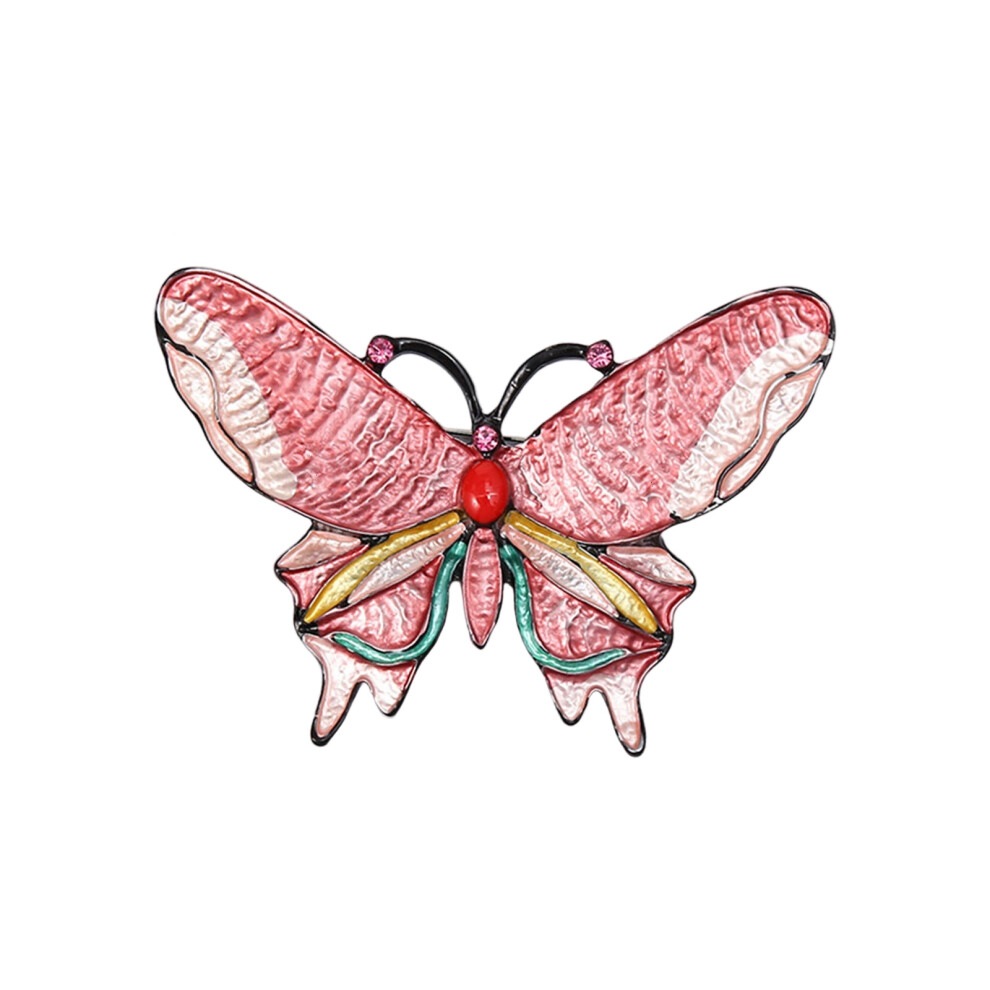 Fashionable Butterfly Shaped Enamel Pin Alloy Scarf Clip-Pink