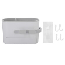 Sistema di organizzazione per il bagno con organizer multi-scomparto, installazione adesiva antiscivolo per i tuoi oggetti personali, montaggio a
