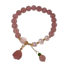 Elegant Pink Crystal Reiki Energy Stretch Wristband-Lotus style