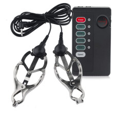 Electric Nipple Clamps with Adjustable Electro Shock, Stainless Steel Labia Stimulator Set for Adults