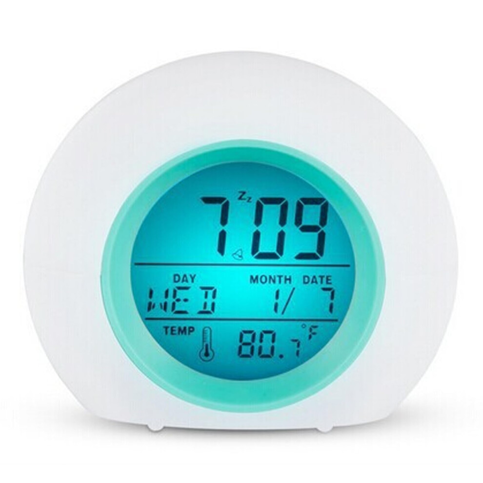 Kids Alarm Clock With 7Color Night Gentle Wakeup Sounds, Battery Operated Bedside Clock Light