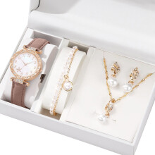 Elegant Present Set Practical Watch with Alloy-Pink pearl