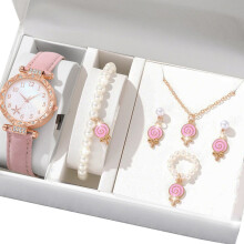 Stylish Watch with Matching Pendant Necklace-Pink Lollipop