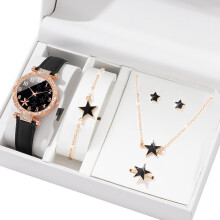 Alloy Accessories Watch and Jewelry-Black Five pointed star st