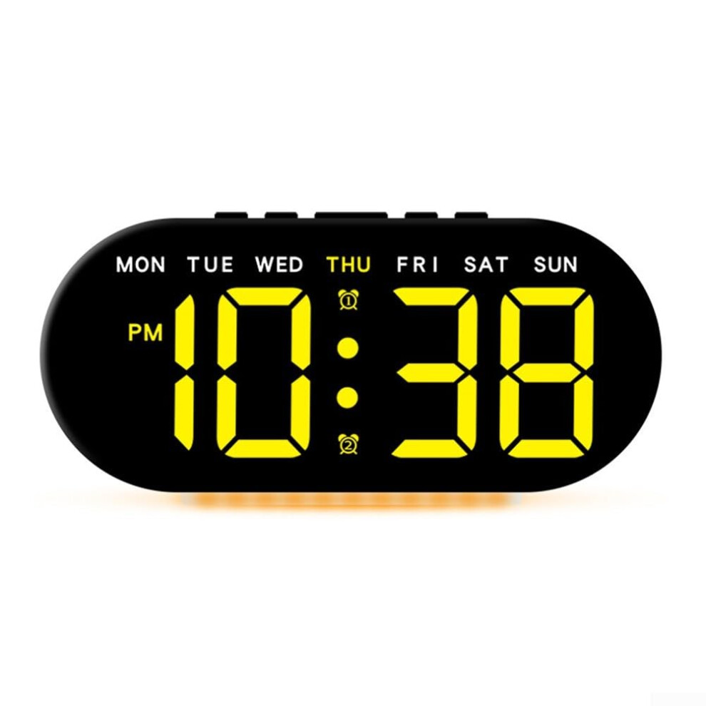 Digital Alarm Clock With Dual Alarms Snooze Led Date Temperature Display Adjustable Brightness Black