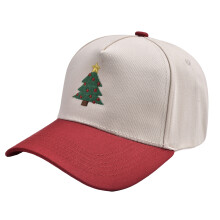 Color Block Baseball Cap Embroidery Christmas Tree Hat for-Red